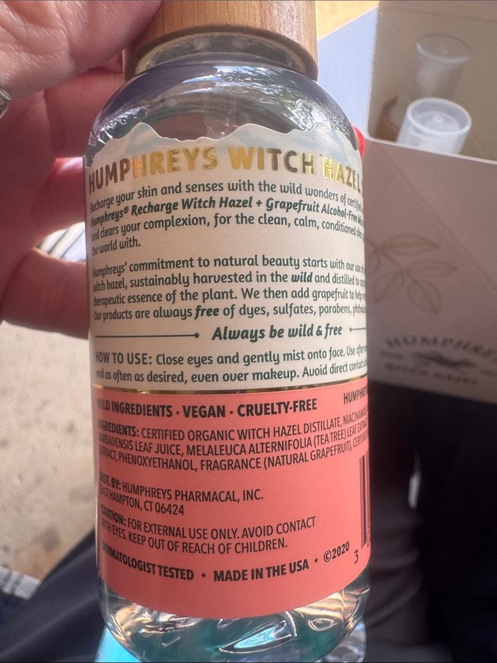 Box of 6 Humphreys Recharge Witch Hazel Skincare 3.3 oz